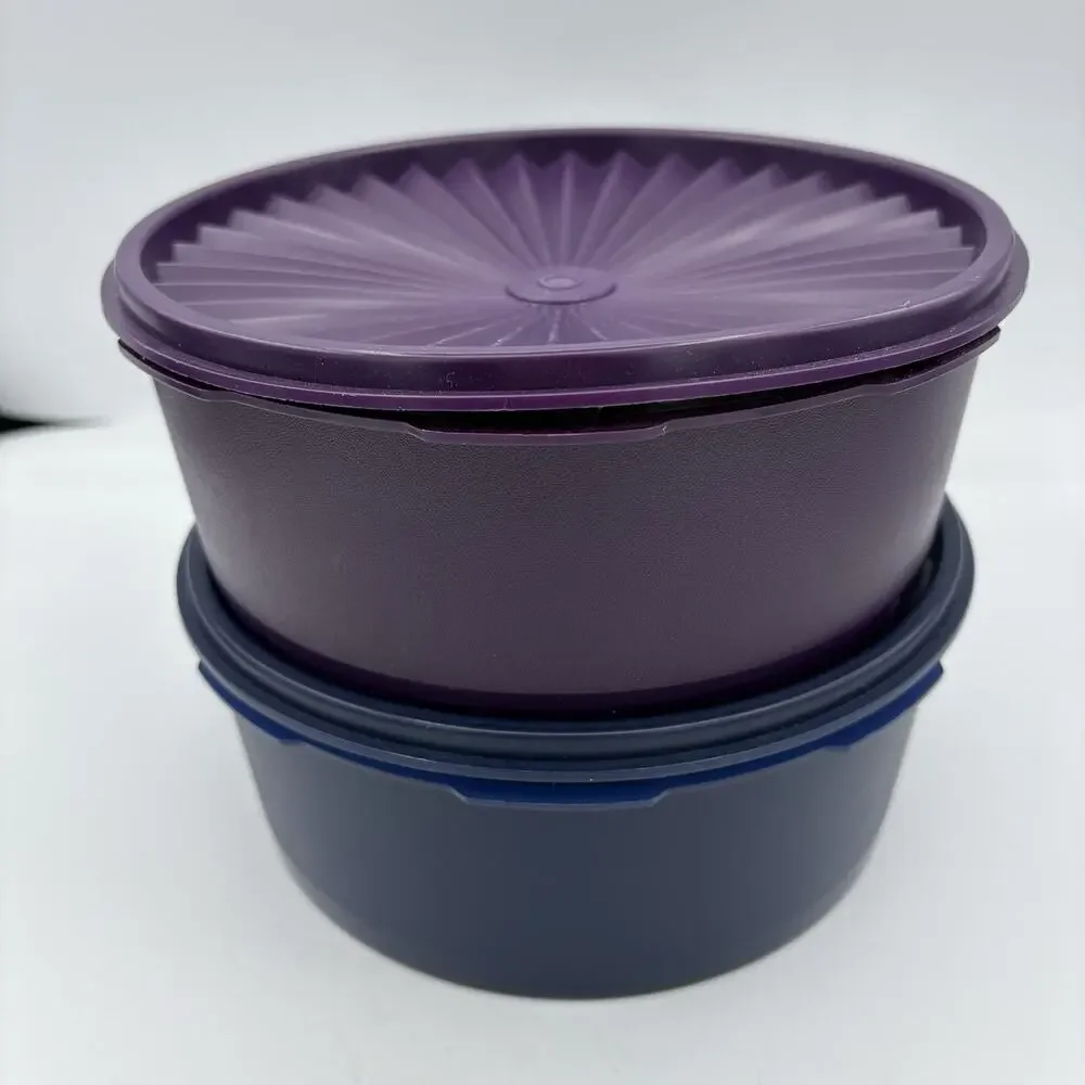 Tupperware‎ Containers Servalier Stacking Canisters 7.5 Cups w Lids Lot of 2 D